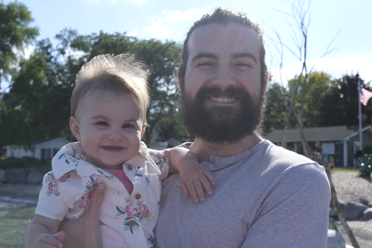 Zoe and I cheesin' on a beach.